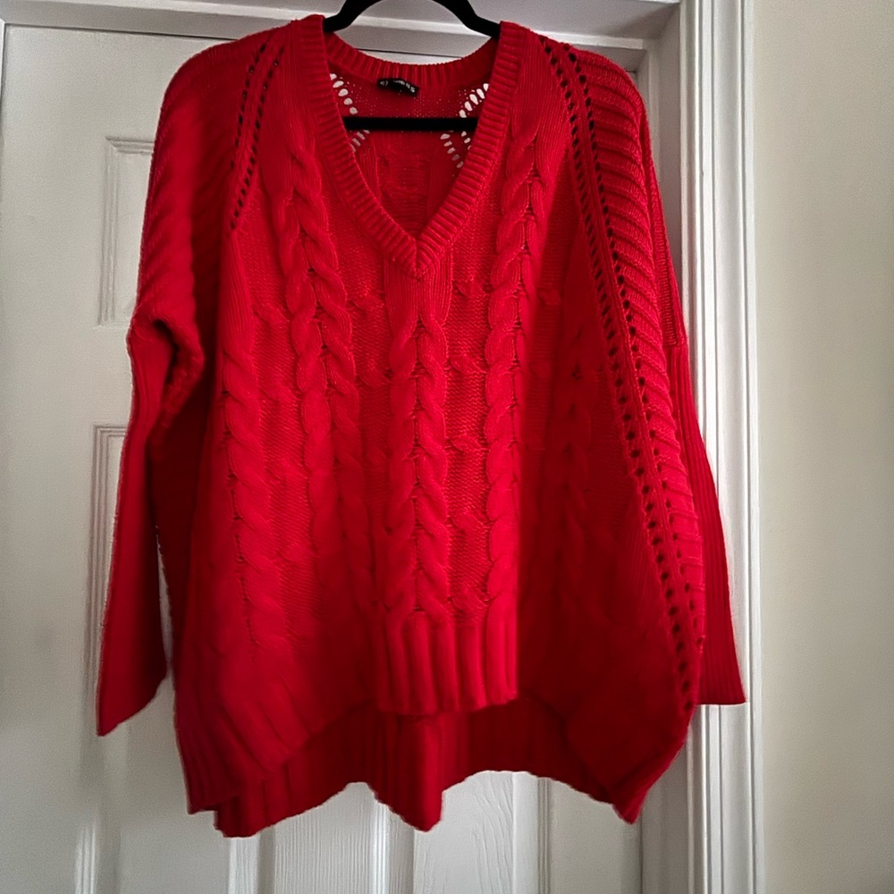 Express V-Neck Red Sweater